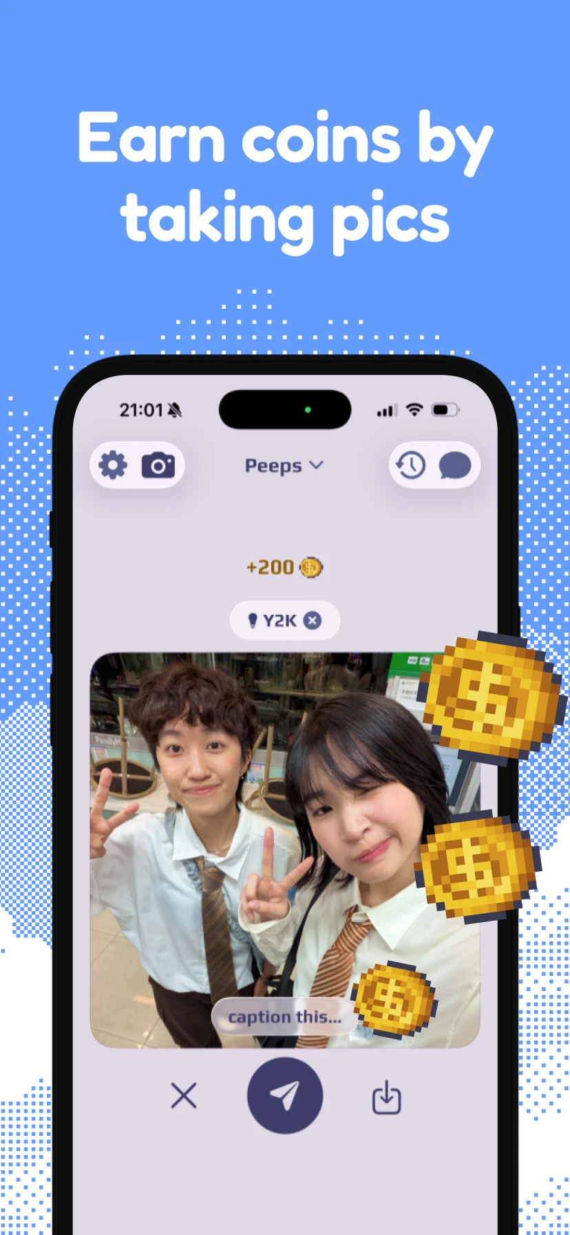 Take photos, earn coins